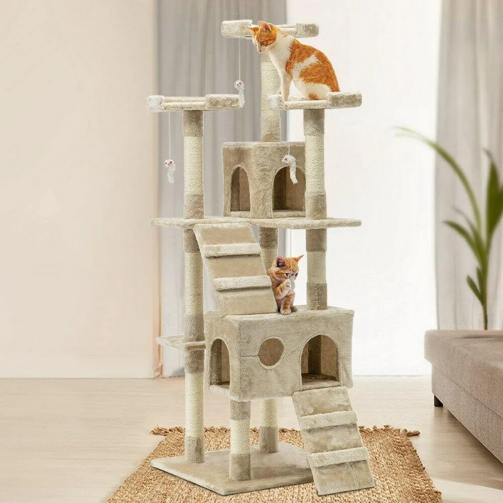 180cm Multi-Level Cat Tower & Scratching Post - Beige