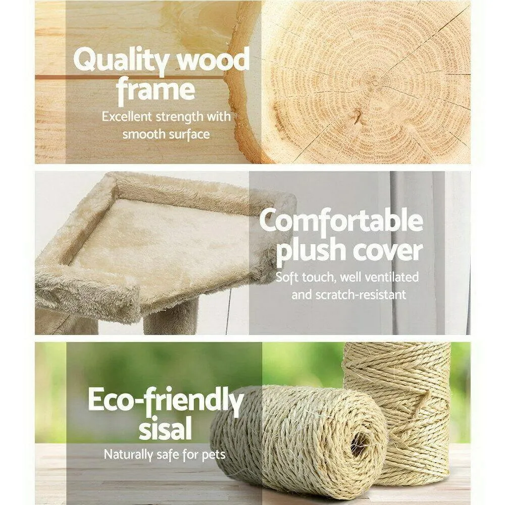180cm Multi-Level Cat Tower & Scratching Post - Beige