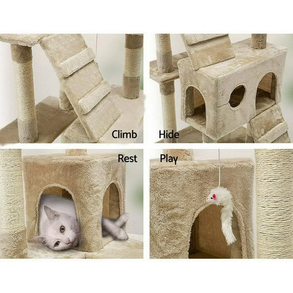 180cm Multi-Level Cat Tower & Scratching Post - Beige