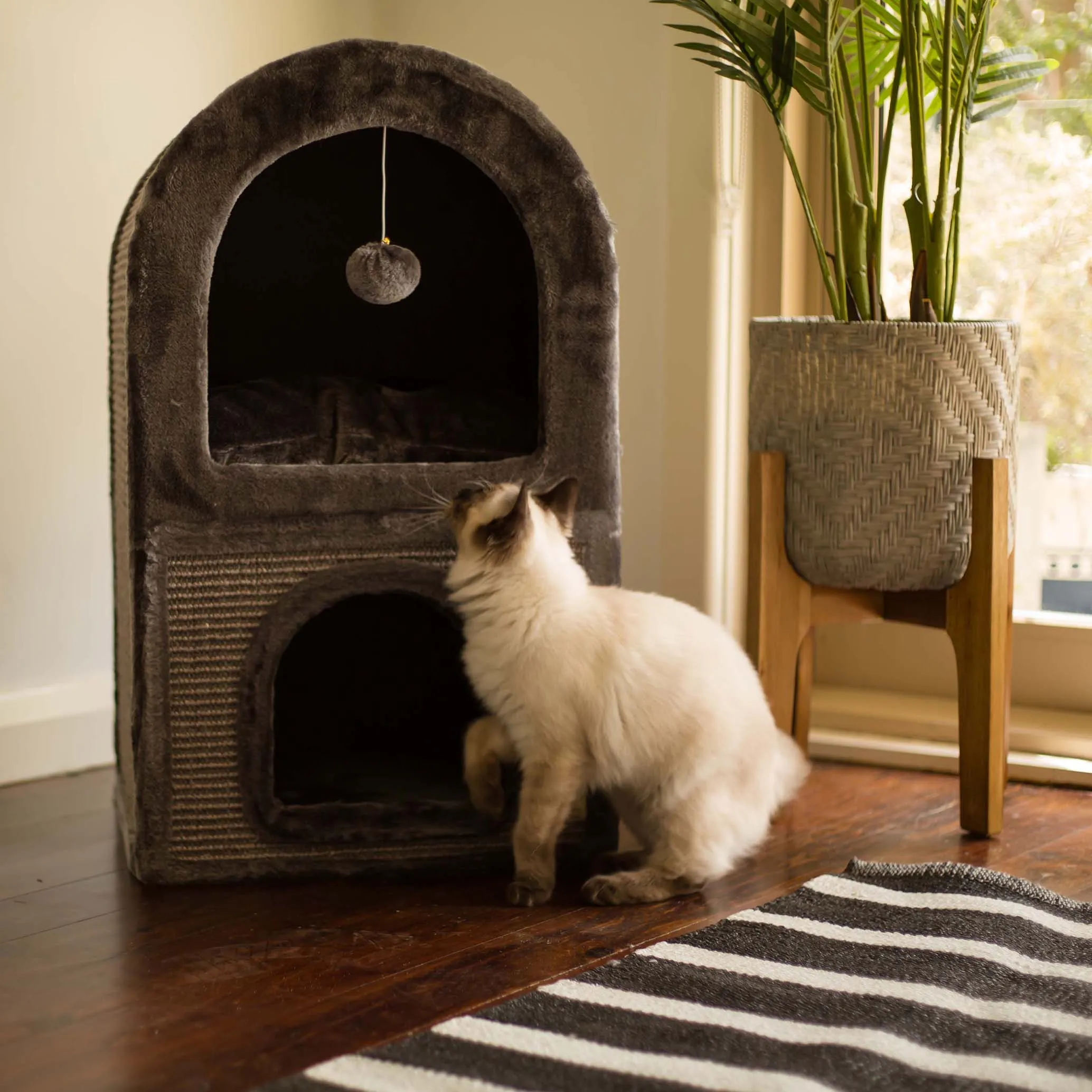 2 Chambers Cat Den - Charcoal