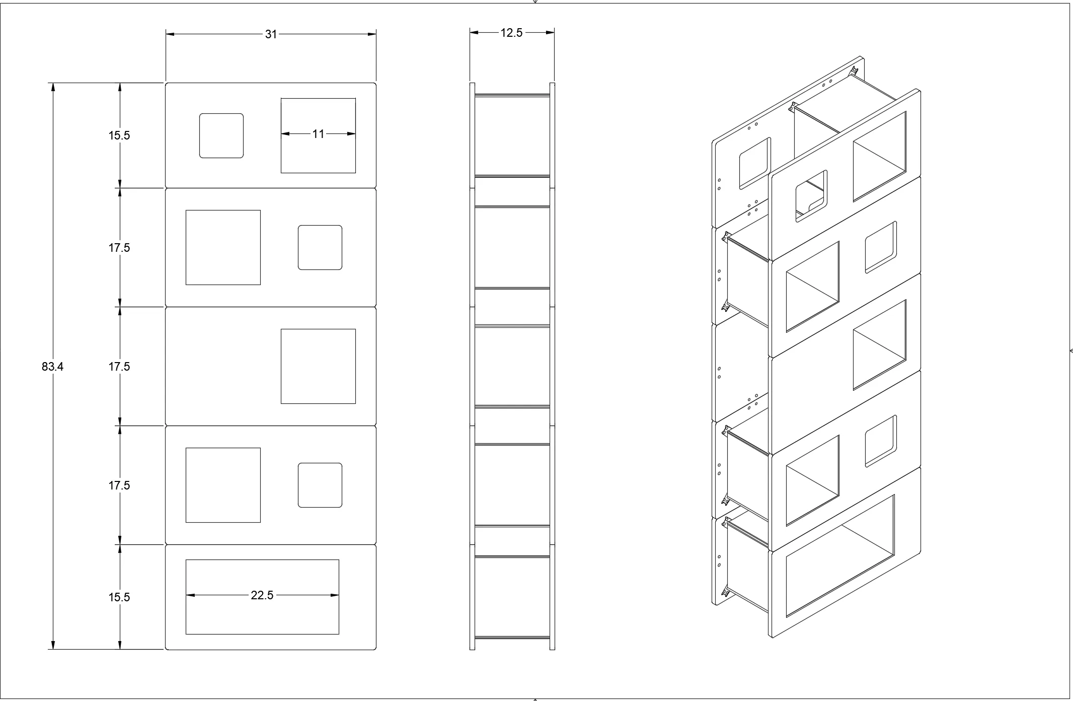 5 stack Cat Case™ Cat tree hidden in a bookcase / Cat Tower / Cat Condo - 5 modules