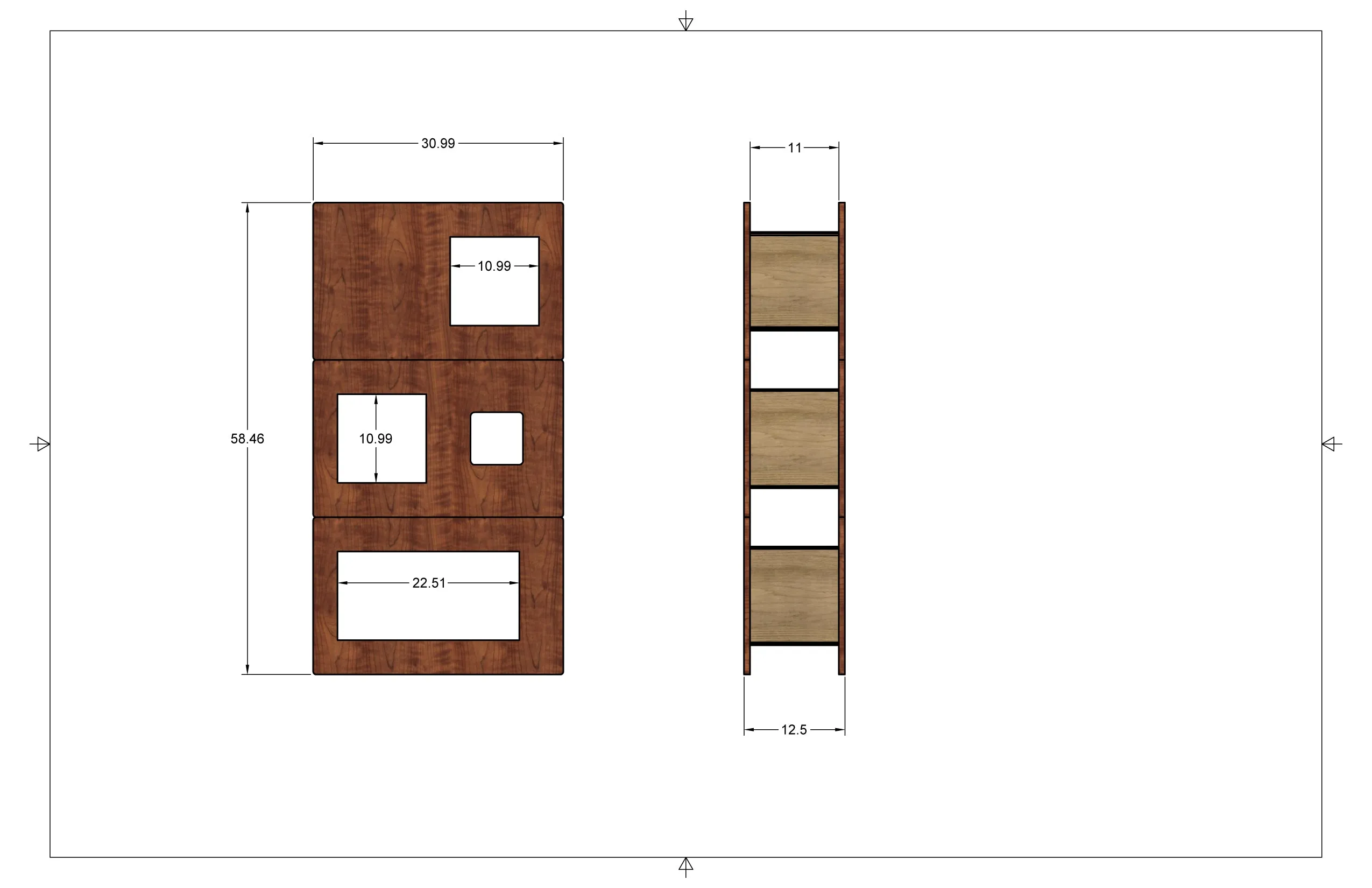 58.5" Tall modular Cat Case™ Bookcase with Hidden Cat Tree / Cat Tower (3 - 19.5" module unit)