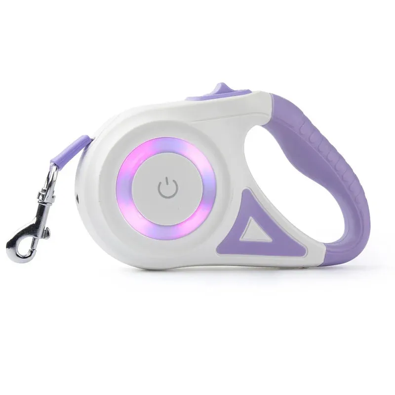 5M Retractable Dog Leash with LED Flashlight – Durable Nylon Lead