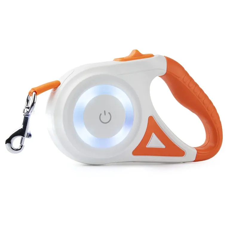 5M Retractable Dog Leash with LED Flashlight – Durable Nylon Lead