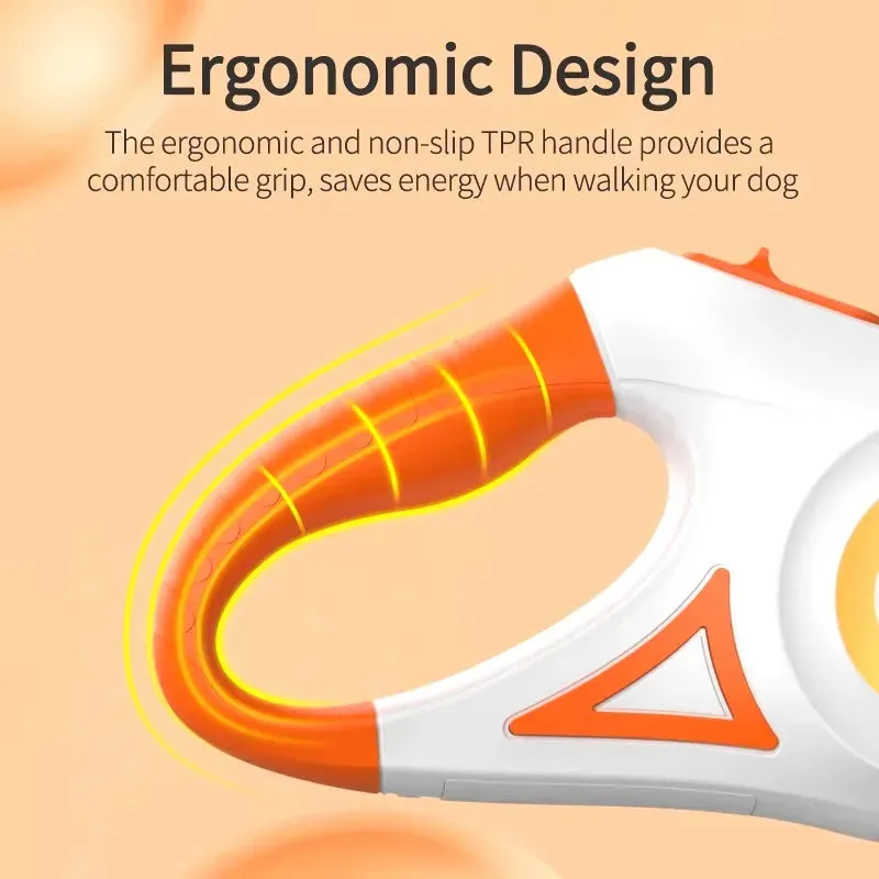 5M Retractable Dog Leash with LED Flashlight – Durable Nylon Lead