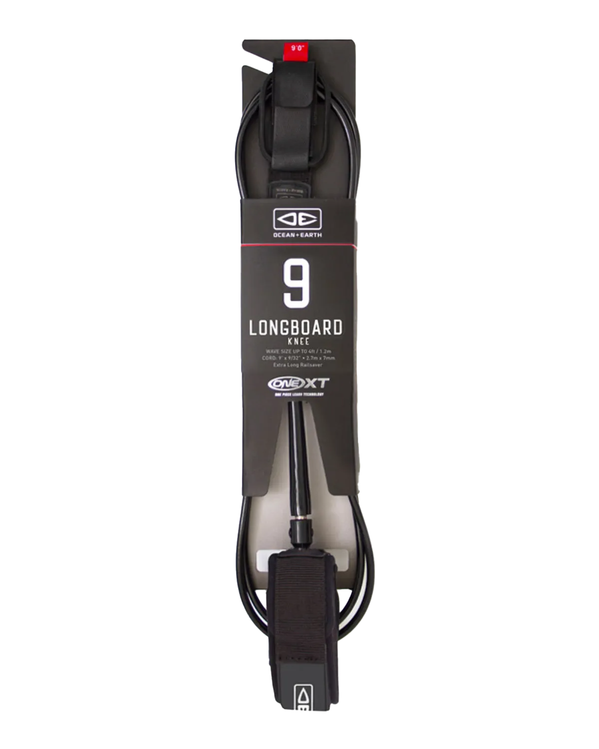 9'0" Longboard Regular Knee Moulded Leash in Black