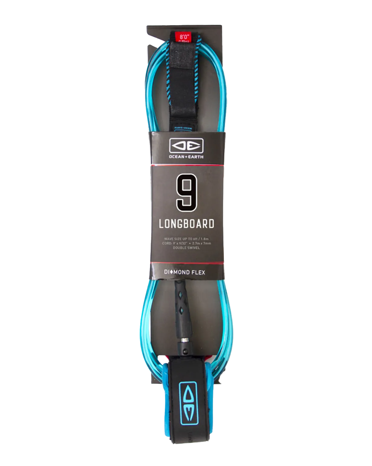 9'0" Longboard Regular Moulded Leash in Blue