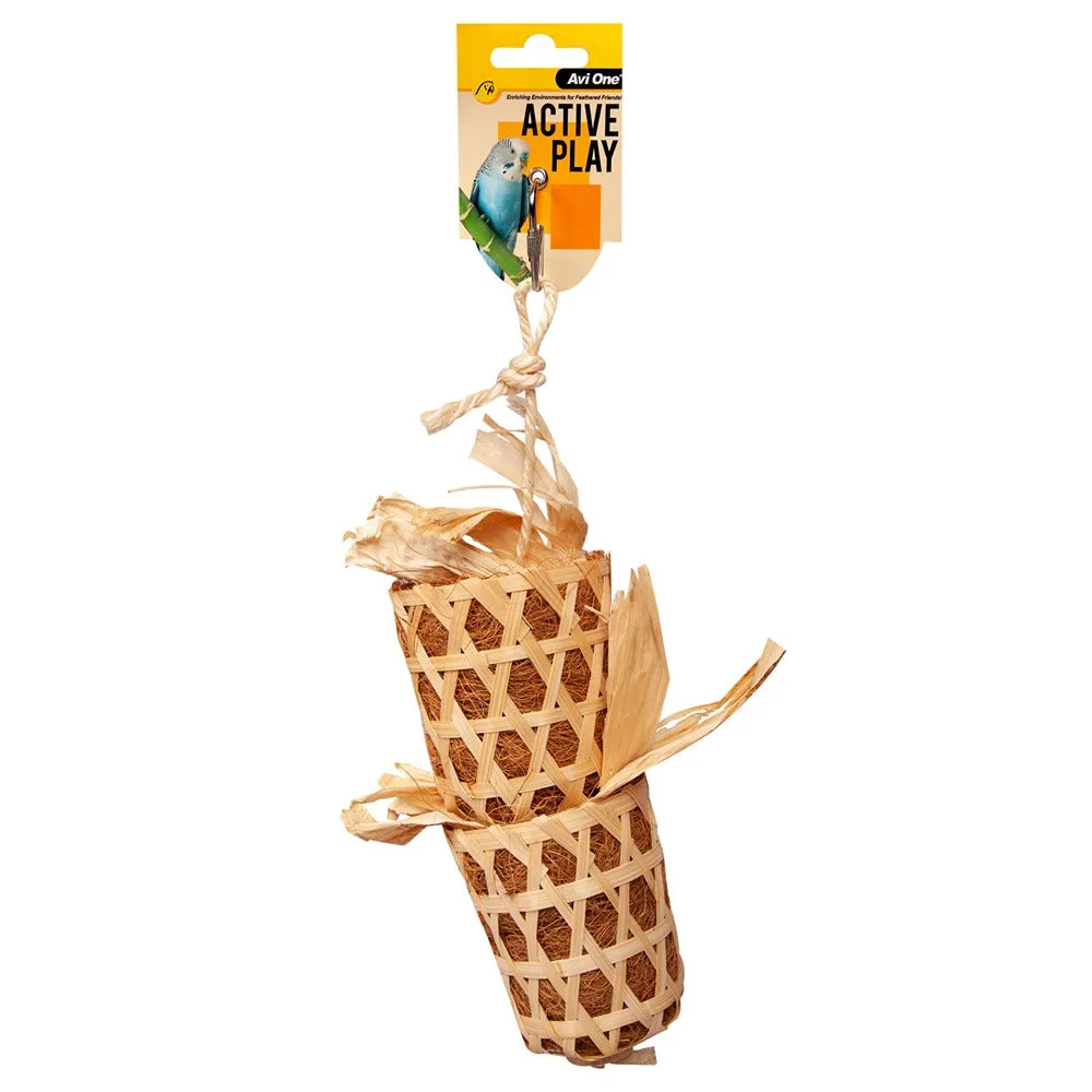 Avi One Bird Toy Bamboo Basket