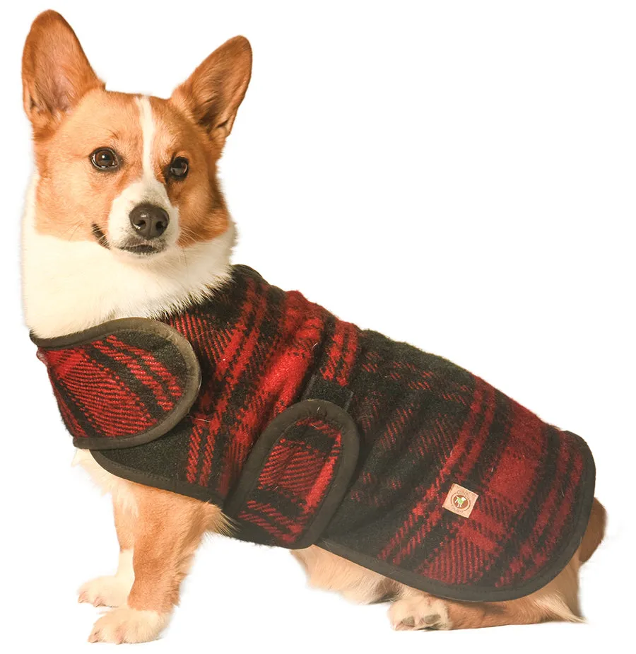 Black and Red Plaid Fleece Lined Dog Coat by Chilly Dog