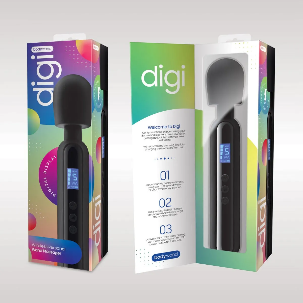 Bodywand Digi Wireless Personal Vibrating Wand Black
