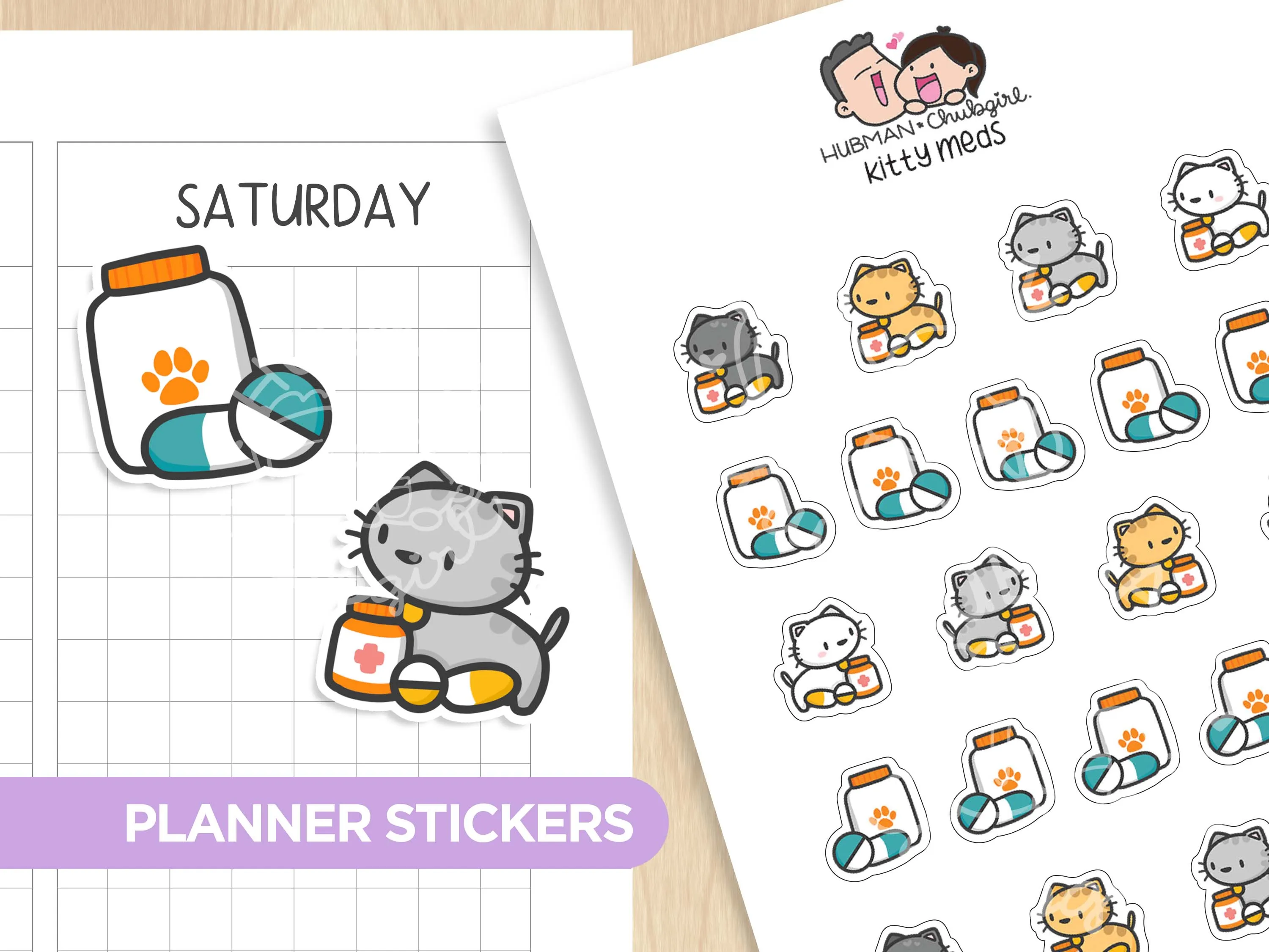Cat Care Planner Sticker Set
