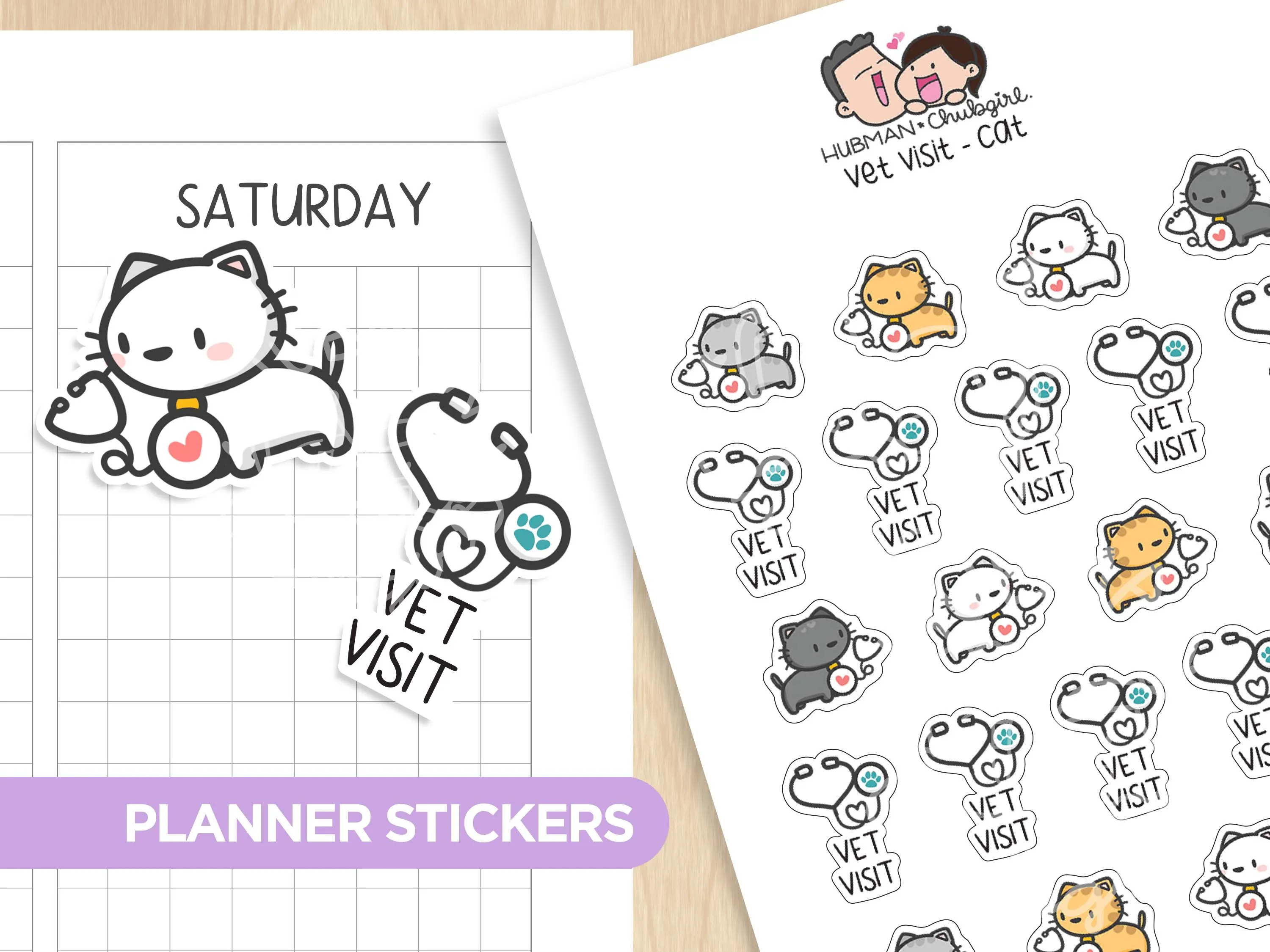 Cat Care Planner Sticker Set