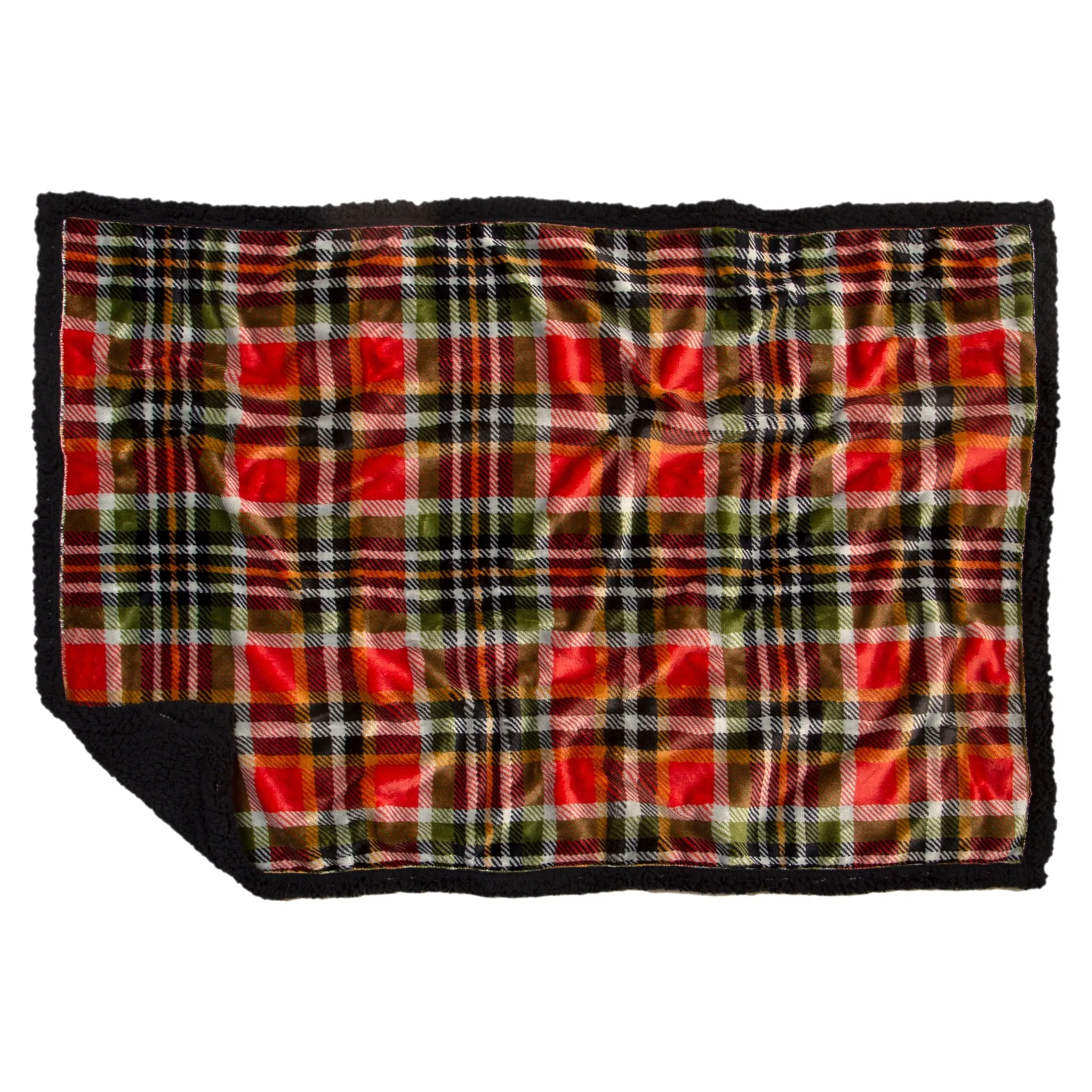 Dog Throw Rust And Sage Plaid Sherpa