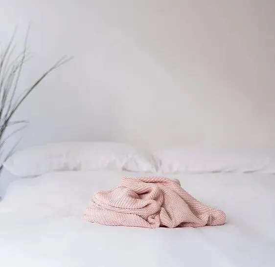 Large Blush Pink Knitted Bamboo Blanket