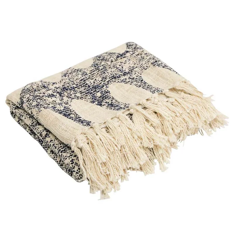 Larnie Blue Slub Cotton Throw