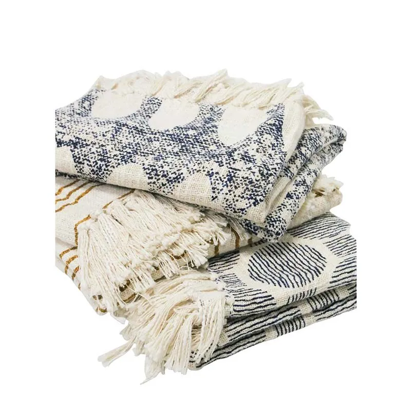Larnie Blue Slub Cotton Throw