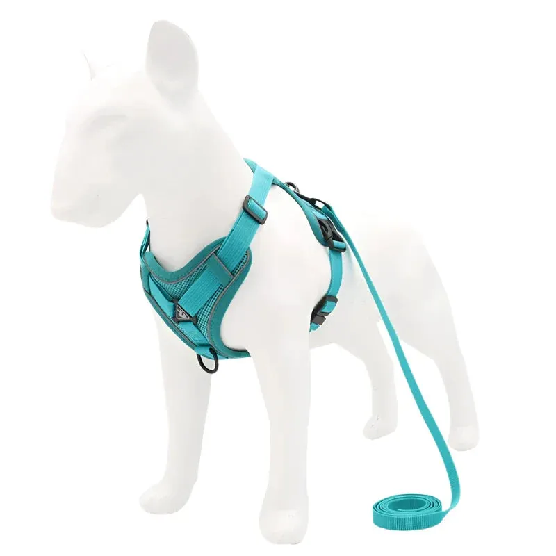 No-Pull Adjustable Dog Harness & Leash Set – Reflective Mesh Vest for Small Dogs & Cats