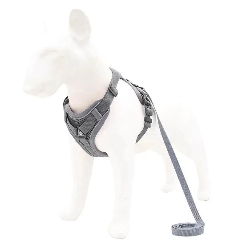 No-Pull Adjustable Dog Harness & Leash Set – Reflective Mesh Vest for Small Dogs & Cats