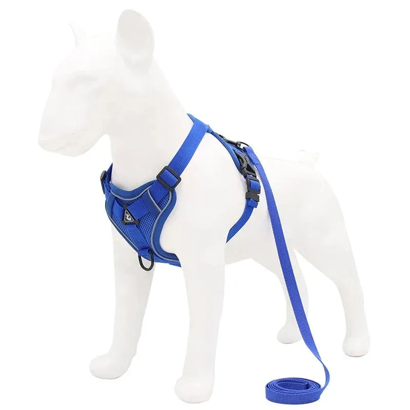 No-Pull Adjustable Dog Harness & Leash Set – Reflective Mesh Vest for Small Dogs & Cats