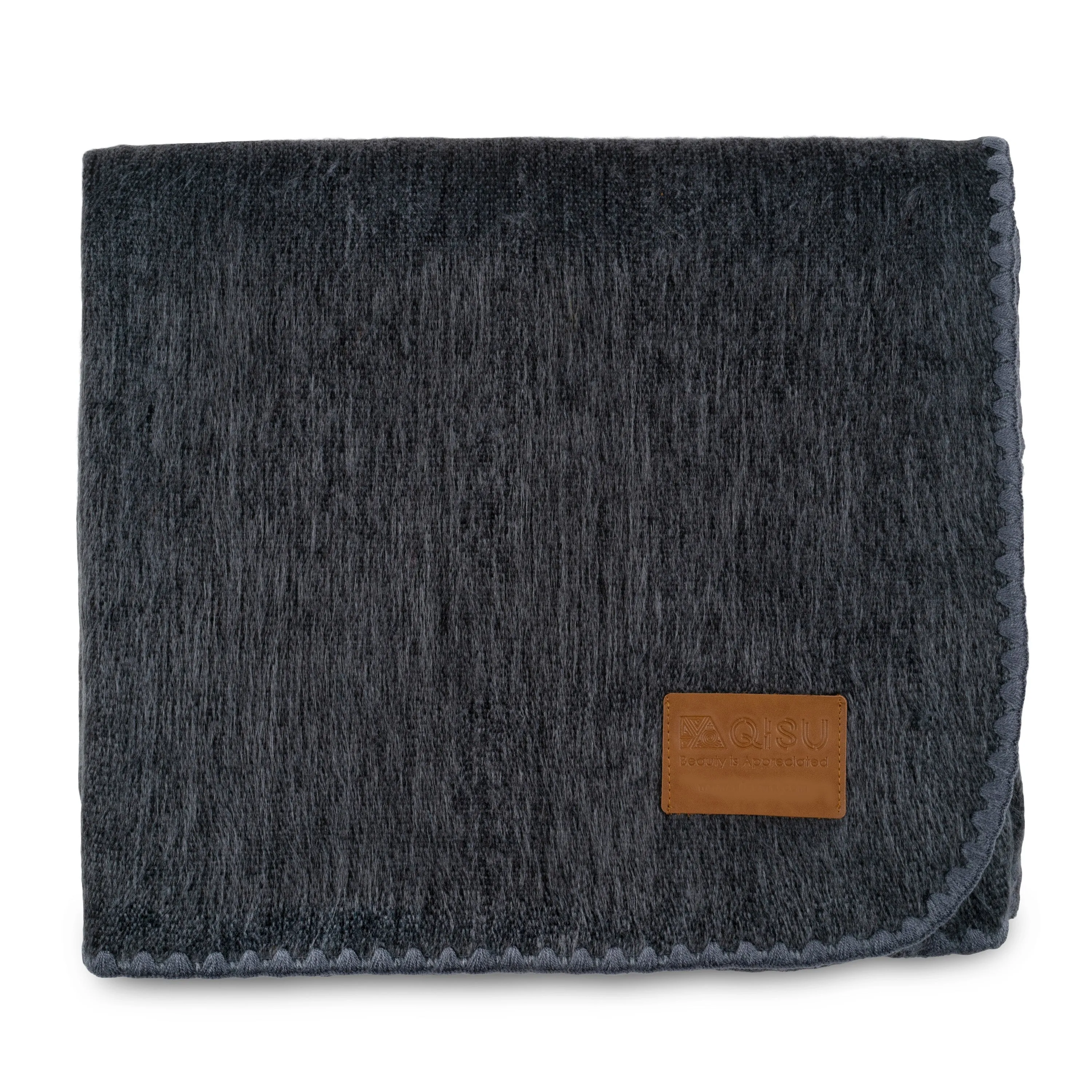 QISU Dark Grey Alpaca Throw Blanket – Elegant Artisan Style, Perfect Christmas Gift