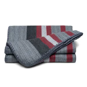 QISU Red Grey Stripe Alpaca Throw Blanket – Elegant Comfort for the Holidays