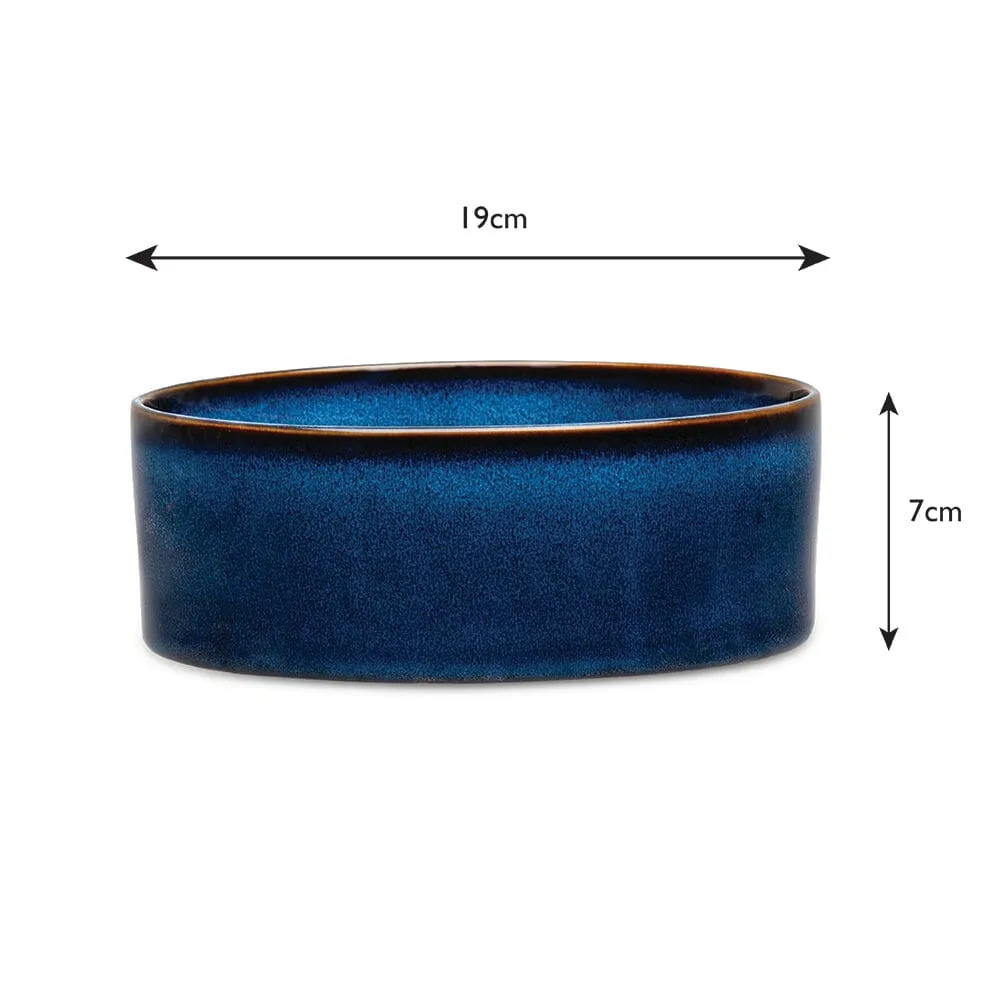 Reactive Glaze 2 Piece Dog Food & Water Bowl Set - Midnight Blue