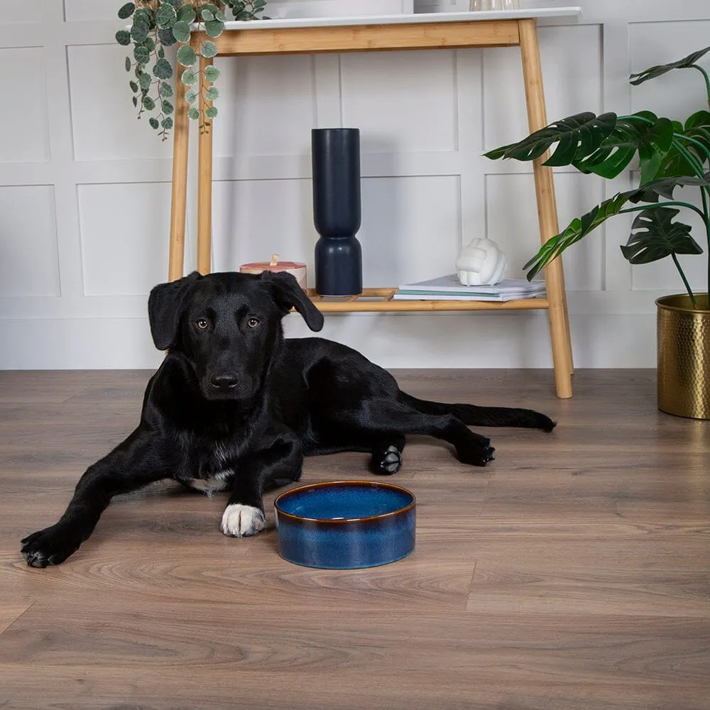 Reactive Glaze 2 Piece Dog Food & Water Bowl Set - Midnight Blue