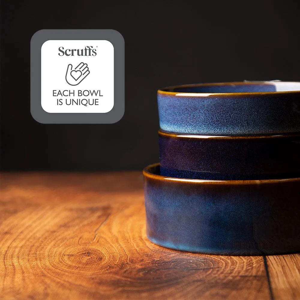 Reactive Glaze 2 Piece Dog Food & Water Bowl Set - Midnight Blue